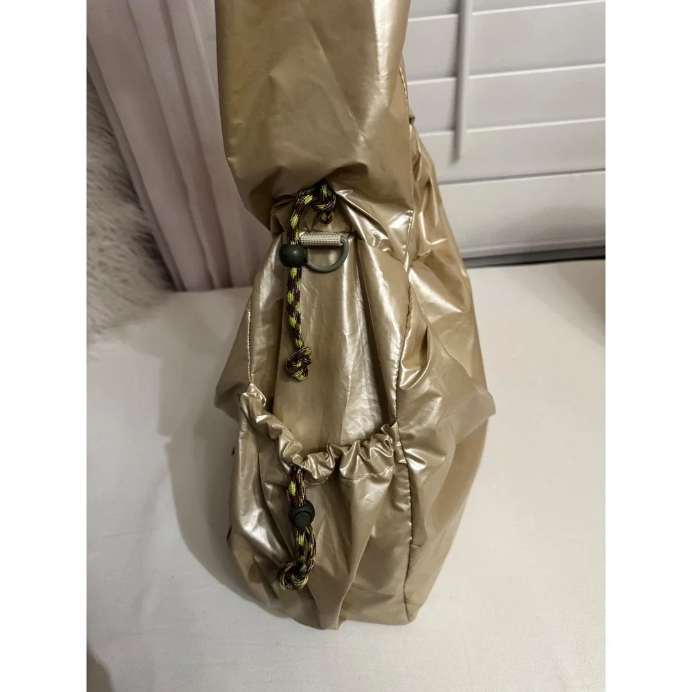 Urban Outfitters Metallic Gold Drawstring Bucket Bag Shimmer Hobo Shoulder Purse